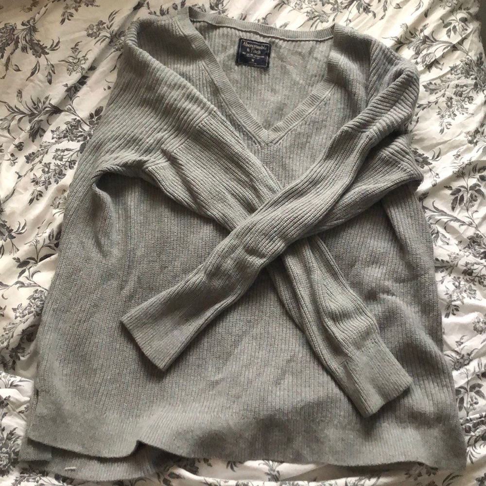 Grey V-Neck Sweater